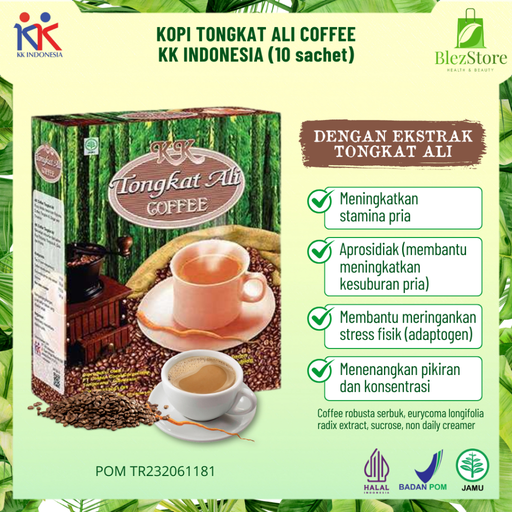 

1 Pack Kopi Tongkat Ali With Ekstrak Jinten Hitam & Ginseng KK Indonesia (isi 10 Sachet)