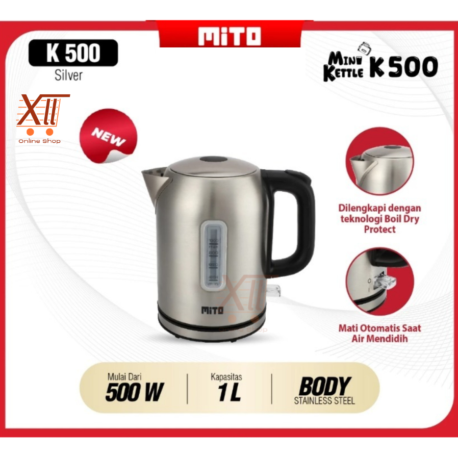 MITO K~500 MINI ELECTRIC KETTLE 1 LITER Teko Listrik Kecil Pemanas Air