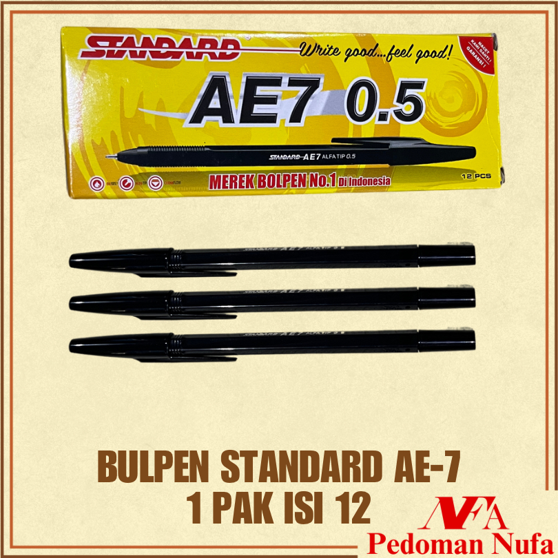 

PULPEN STANDARD AE7 / PEN BOLPOIN STANDART AE-7 (12 PCS) HITAM/ BIRU/ MERAH