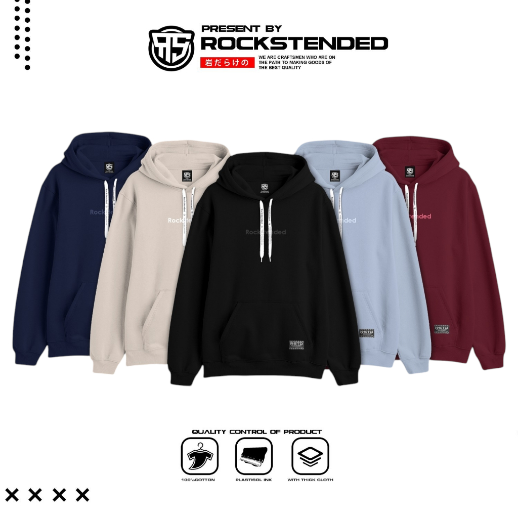 ROCKSTENDED Sweater Hoodie Cotton Fleece Gramasi 350Gsm
