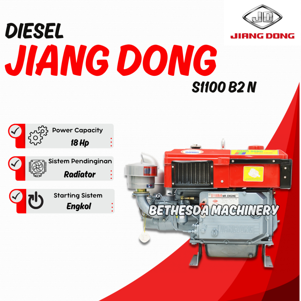 Mesin Diesel S 1100 N merek Jiang Dong 18 Pk