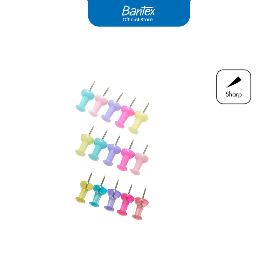 

Bantex Push Pin / Paku Pin / Jarum Tekan 23 mm Warna Warni Pastel Satu Set ( # BD220....)