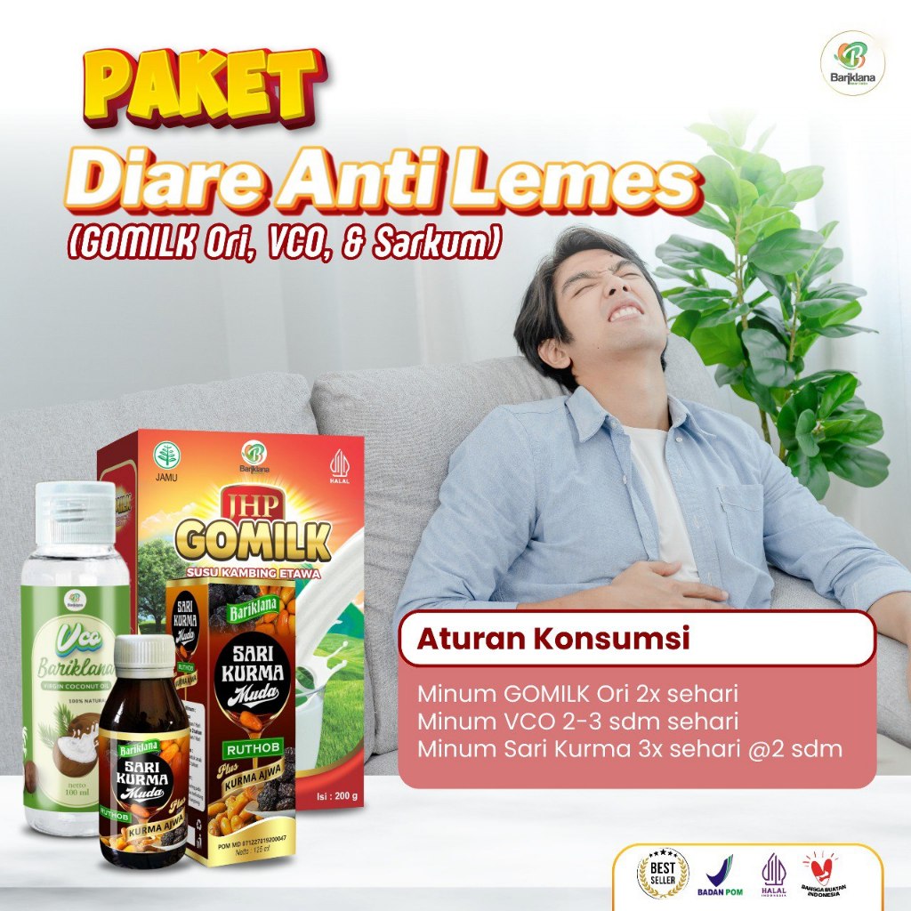 

PAKET Anti Diare Susu GOMILK Sari Kurma dan VCO Minyak Kelapa Bariklana