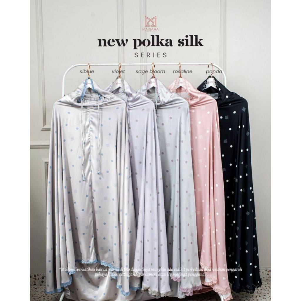 MAISARA PREMIUM Silk New Polka Mukena Sutera Mahar Seserahan Pernikahan Kado Hadiah Mukena Silk Mewa