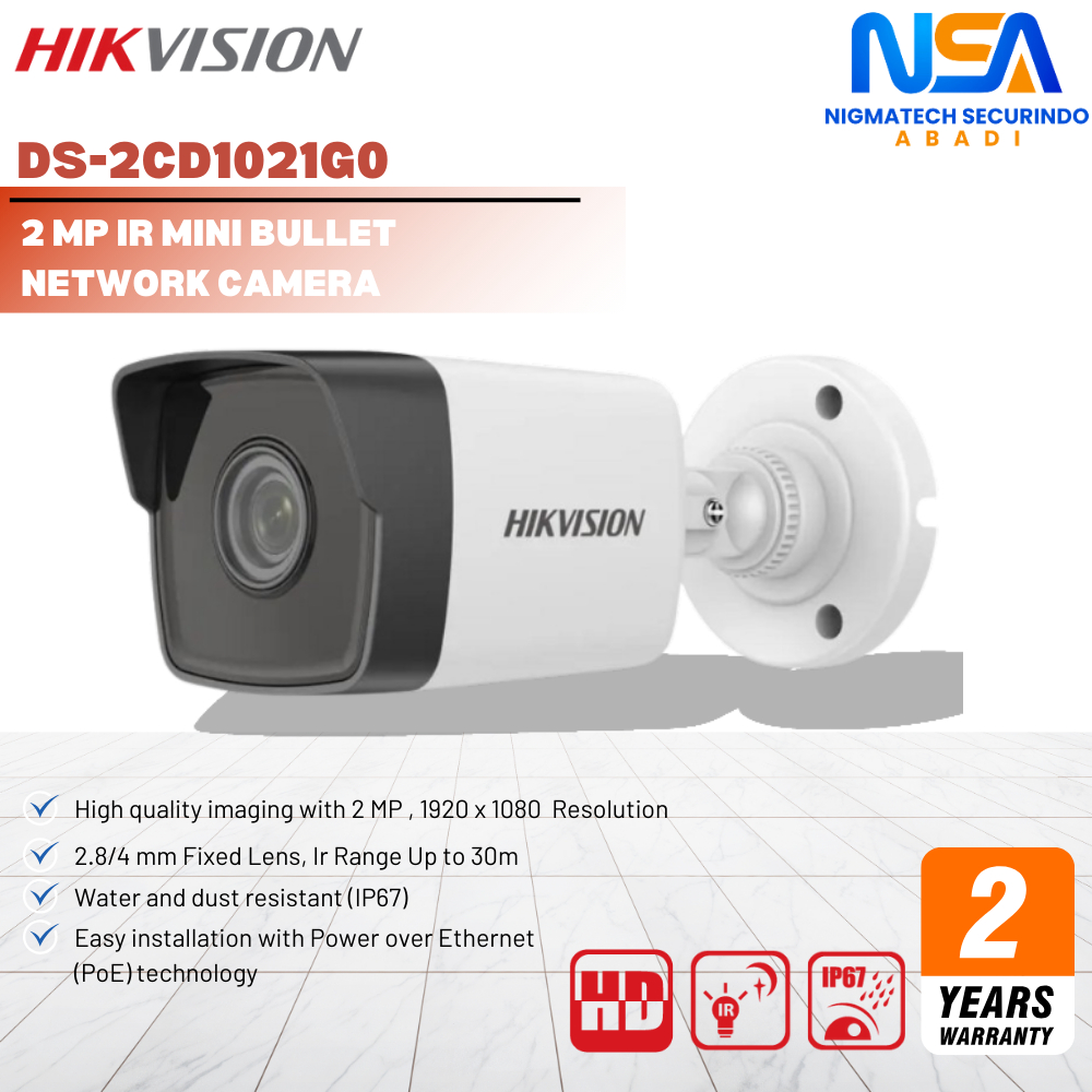 HIKVISION DS-2CD1021G0 2 MP  FIXED BULLET NETWORK CAMERA