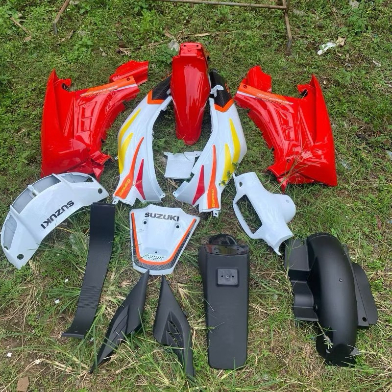 Paket full set Body Halus Kasar Suzuki 2tak Satria lumba RU Putih merah