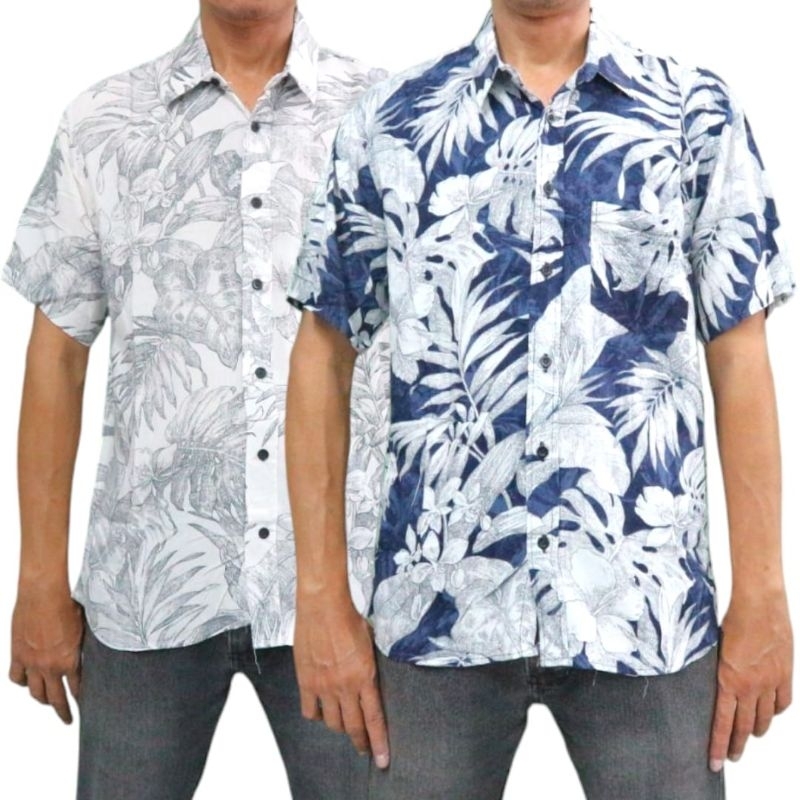 ASTRINA - Kemeja Pantai Hawaii Rayon Motif Bunga Lengan Pendek Baju Santai Hawaii Pria Kemeja Bali P