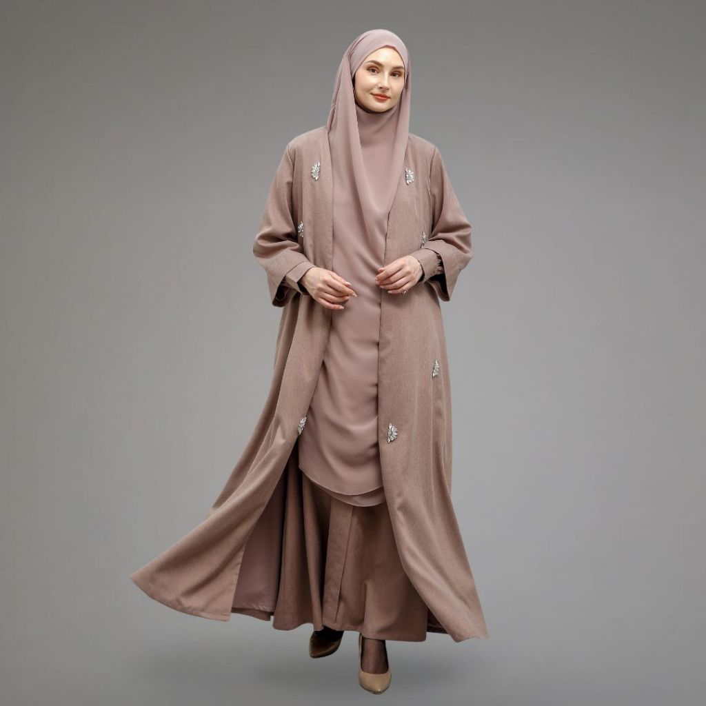 Nina Nugroho - Mecca Taupe Dress (Dress, Long Outer, Khimar)