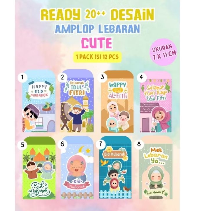 

Amplop lebaran besar, desain cute dan bervariasi.