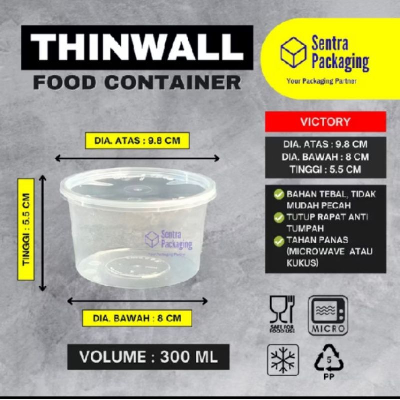 Thinwall food container 300ml VICTORY | Cup salad 300ml | Cup pudding 300ml | Mangkok plastik | Mang