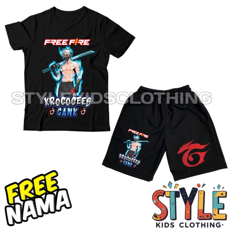 BISA COD Setelan Kaos Anak Celana Anak Karakter Pedang Katana Samurai Kroco Cees Gank Free Nama/Baju