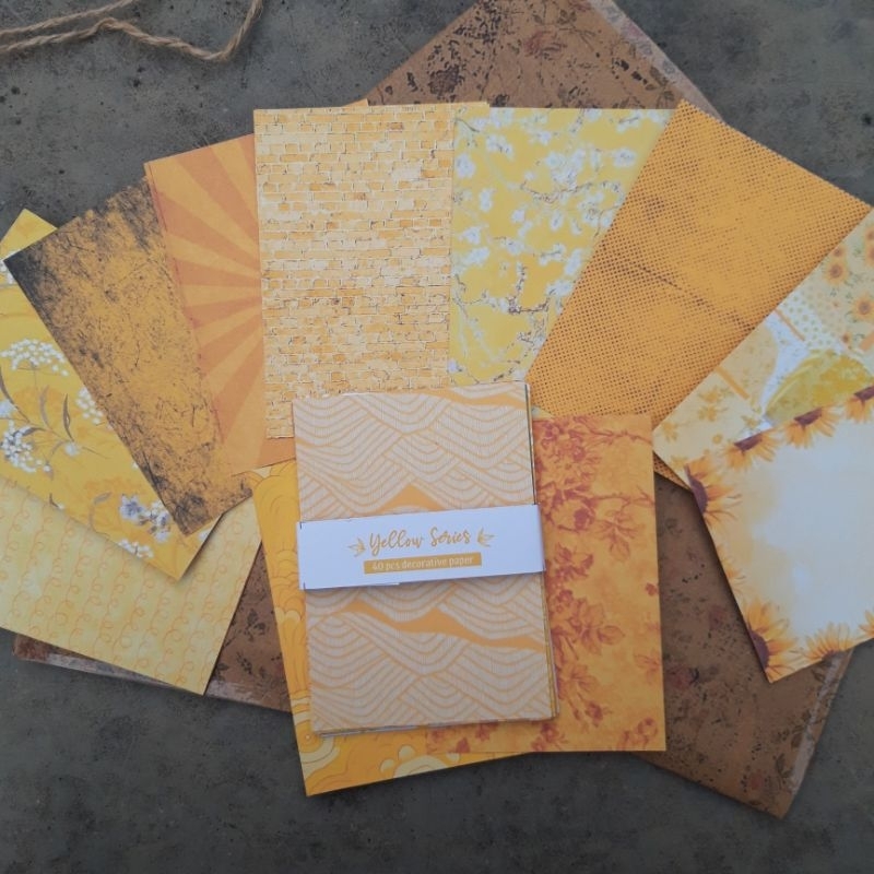 

[40 PCS] Yellow Series Decorative Paper-Kertas Journaling-Texture Deco Paper-Vintage Journal Paper-Paper Planner