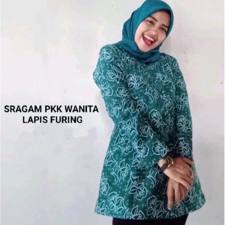 KODE I14T BAJU PKK NASIONAL WANITA TERBARU WARNA HIJAU TOSCA RESMI BAHAN BABYTOUCH FULL FURING