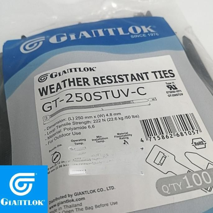 

Terbaru Giantlok Kabel Ties Cable Uv Resistance Gt 250Stc 250 X 4.8 Mm Hitam