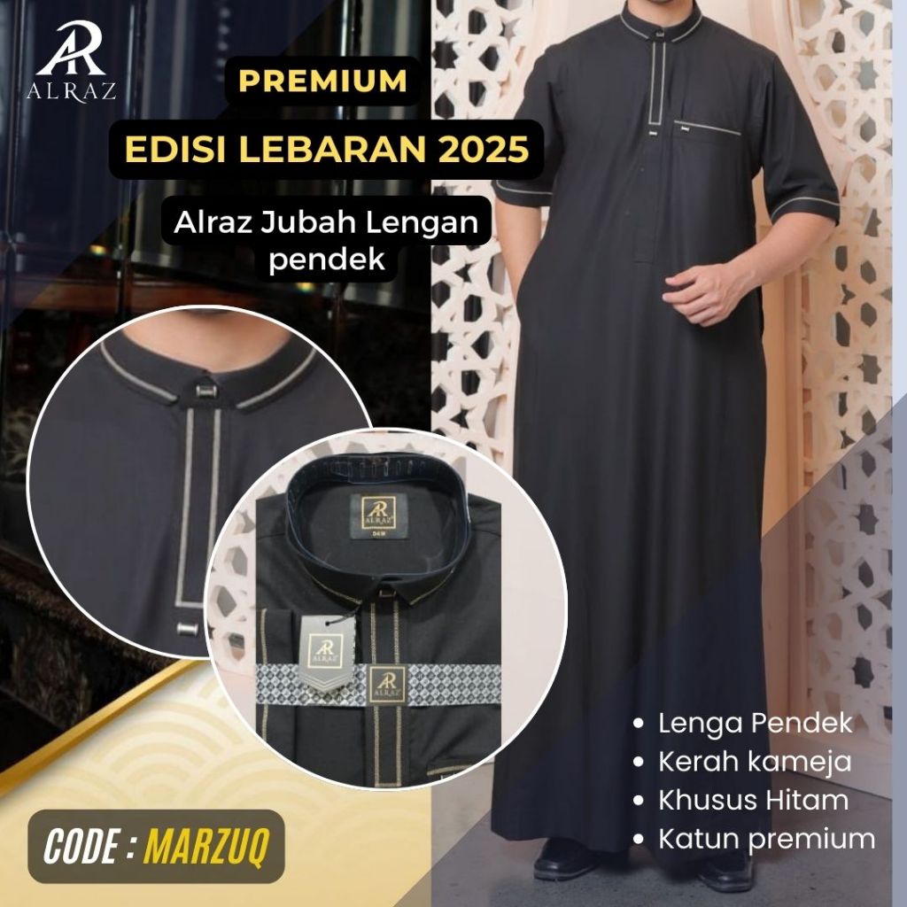 Jubah Pria Alraz lengan pendek | Gamis Al raz Marzuq katun lengan pendek