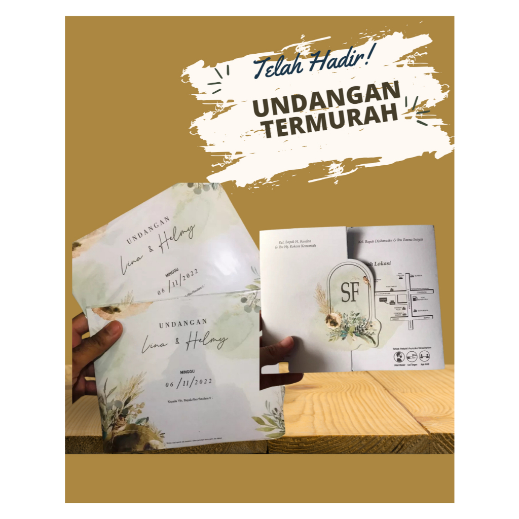 Undangan Pernikahan Lipat Murah Kekinian Simple Blanko
