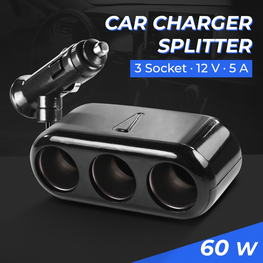 Car Charger Cigarette Splitter 3 Socket 12V 5A car charger splitter tiga socket