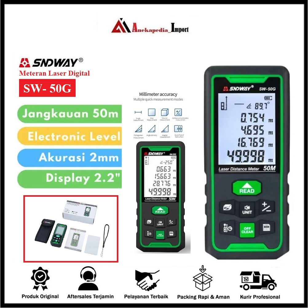 Sndway SW-50G Alat Ukur Jarak Laser 50 Meter