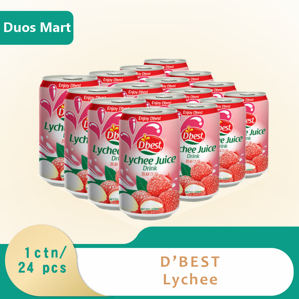 

Minuman Kaleng D'best Lychee 320 ml (1 karton / 24 pcs)