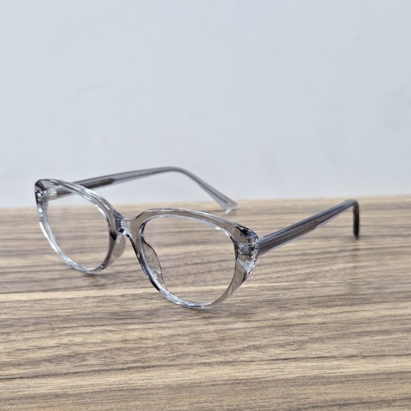 frame kacamata wanita cat eye tebal F10424 transparan abu bahan kokoh