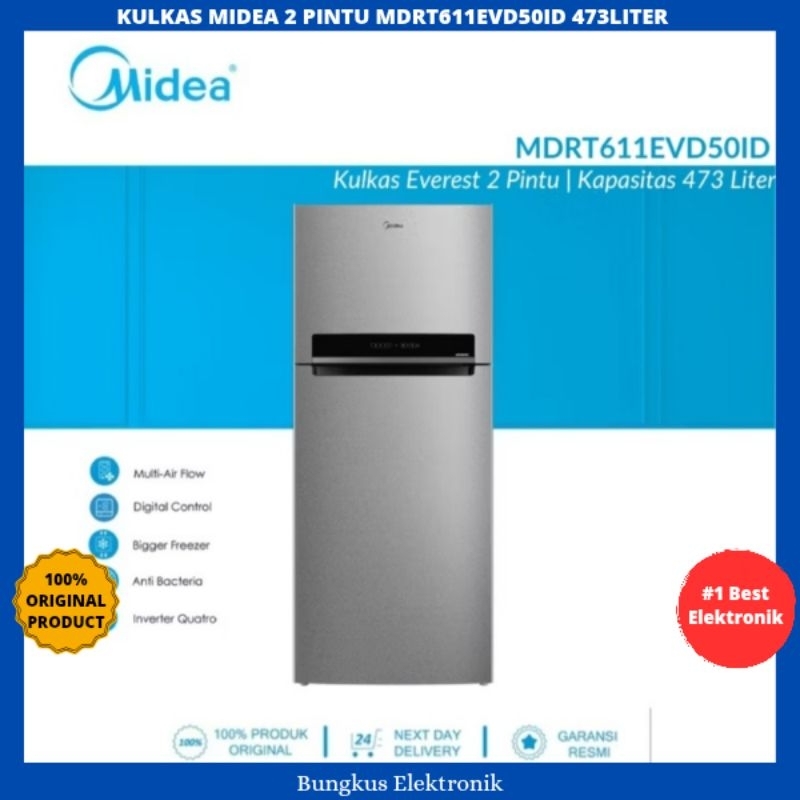 KULKAS MIDEA 2 PINTU MDRT611EVD50ID INVERTER 473LITER KULKAS 2 PINTU MIDEA