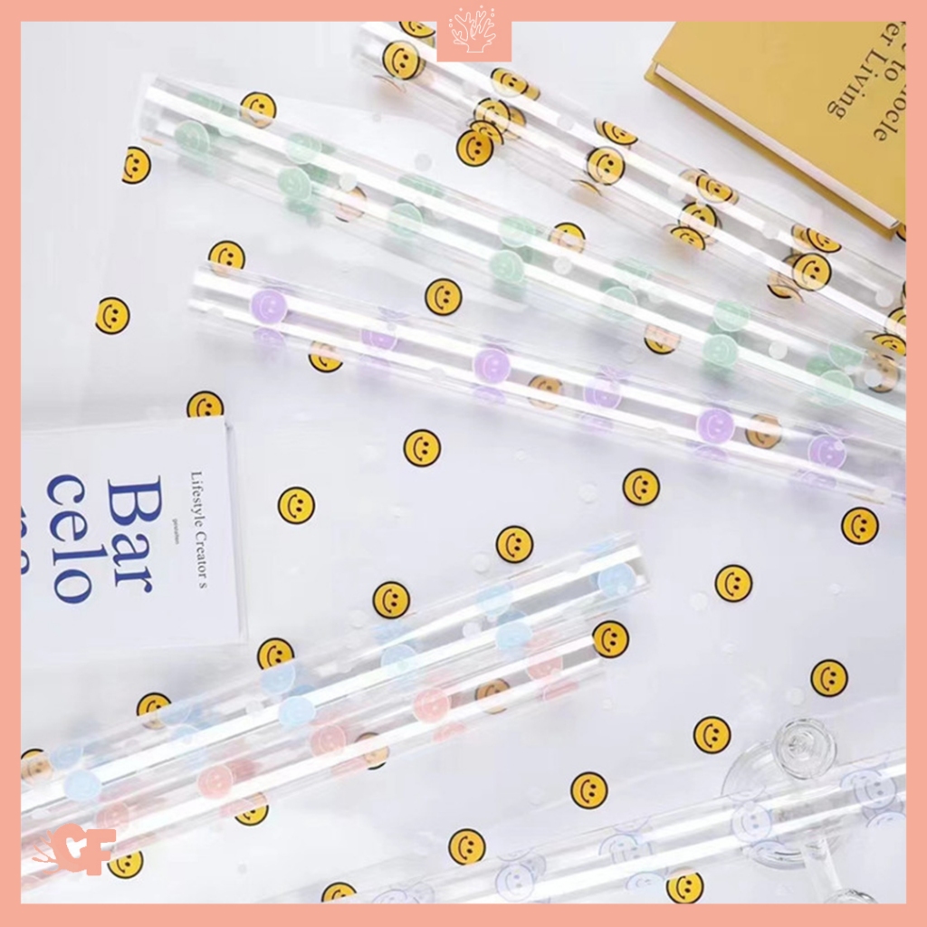 

20 LEMBAR Kertas Buket Bunga OPP Transparan Smiley Premium Flower Wrapping Cellophane Paper KB64