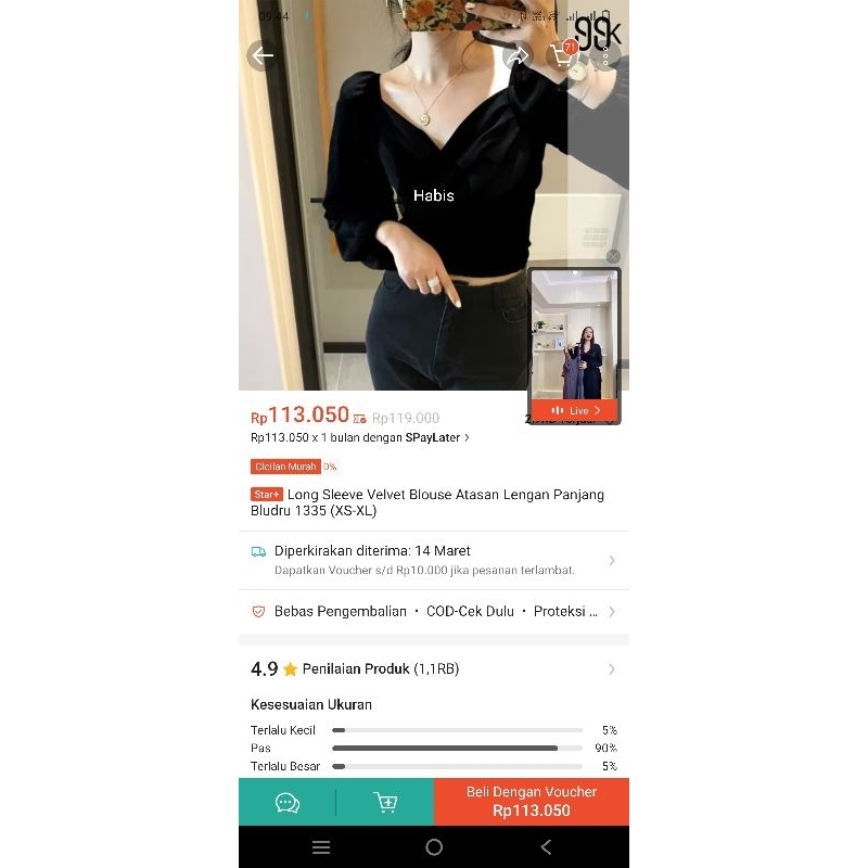 preloved 0Long Sleeve Velvet Blouse Atasan Lengan Panjang Bludru