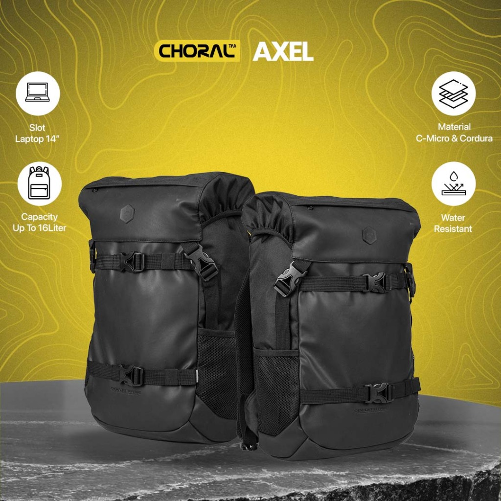 Tas Ransel Unisex Choral Axel | Backpack Laptop 14–15 Inch & Travel Bag Premium| Ransel Pria Wanita 