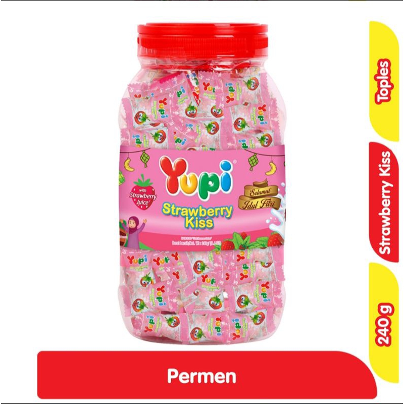 

Yupi Gummy Candies Stroberi Kiss Toples 240 g