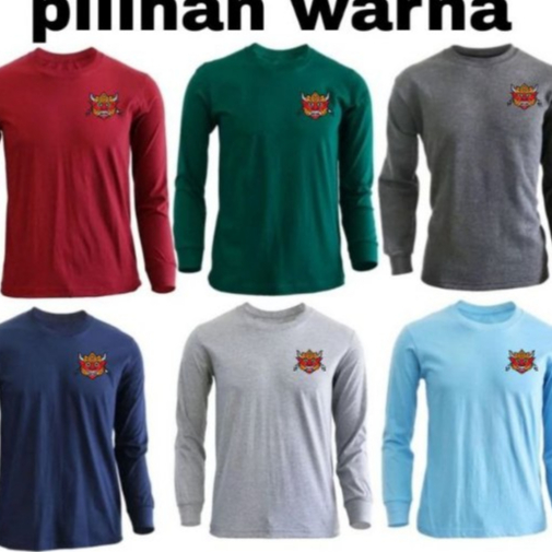 Kaos Polos Oneck Pria Panjang Lengan Manset Logo Barong Catur