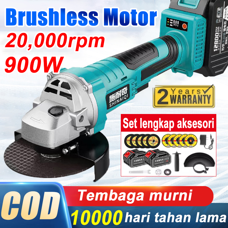 JIMCROWN Gerinda listrik makita 4 inch Gerinda Baterai Brushless 899W Mesin Gerinda Baterai