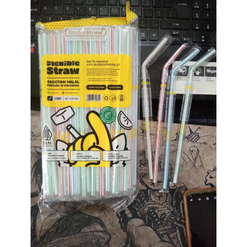 Sedotan Plastik Salur bengkok 6mm 24cm steril (SALUR) 100 batang