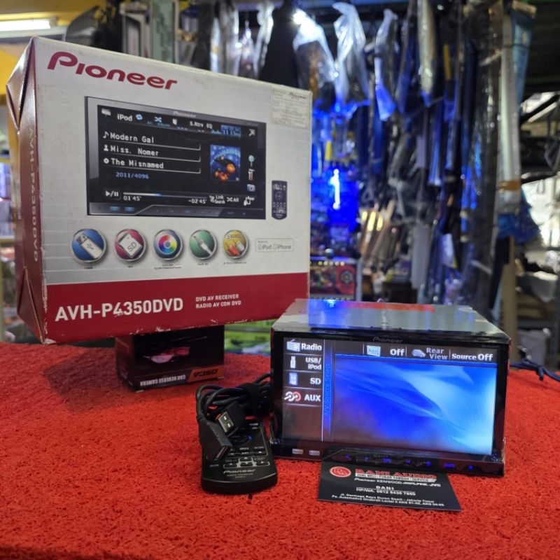 Head Unit Pioneer AVH-P4350DVD USB CD Aux Radio FM AM sudah dipasang Bluetooth