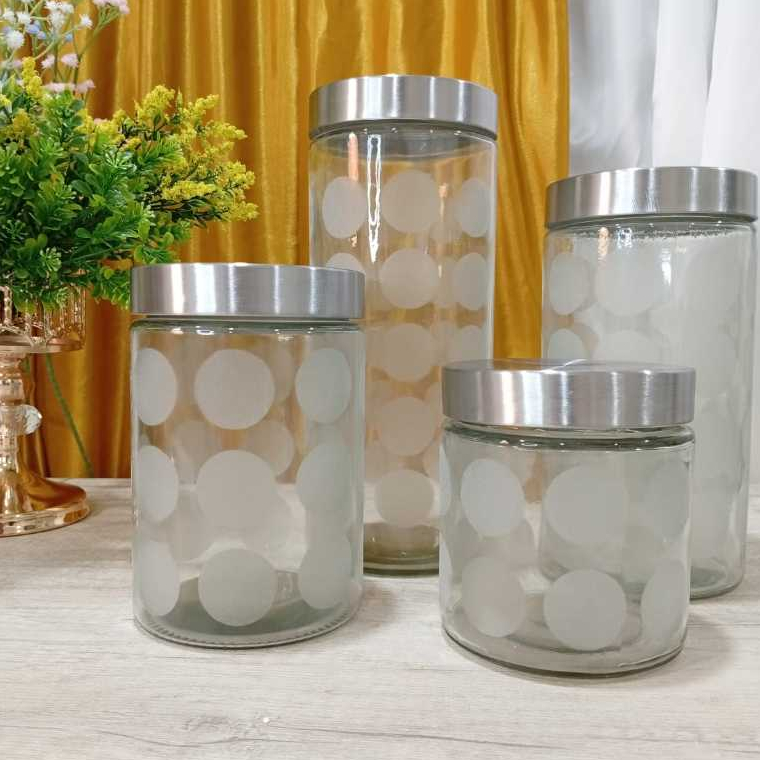Mossiva  MS - 7098 B Toples Kaca BELI 1 SET GRATIS 1 SET PREMIUM  4PCS Motif / Toples Lebaran / Baha