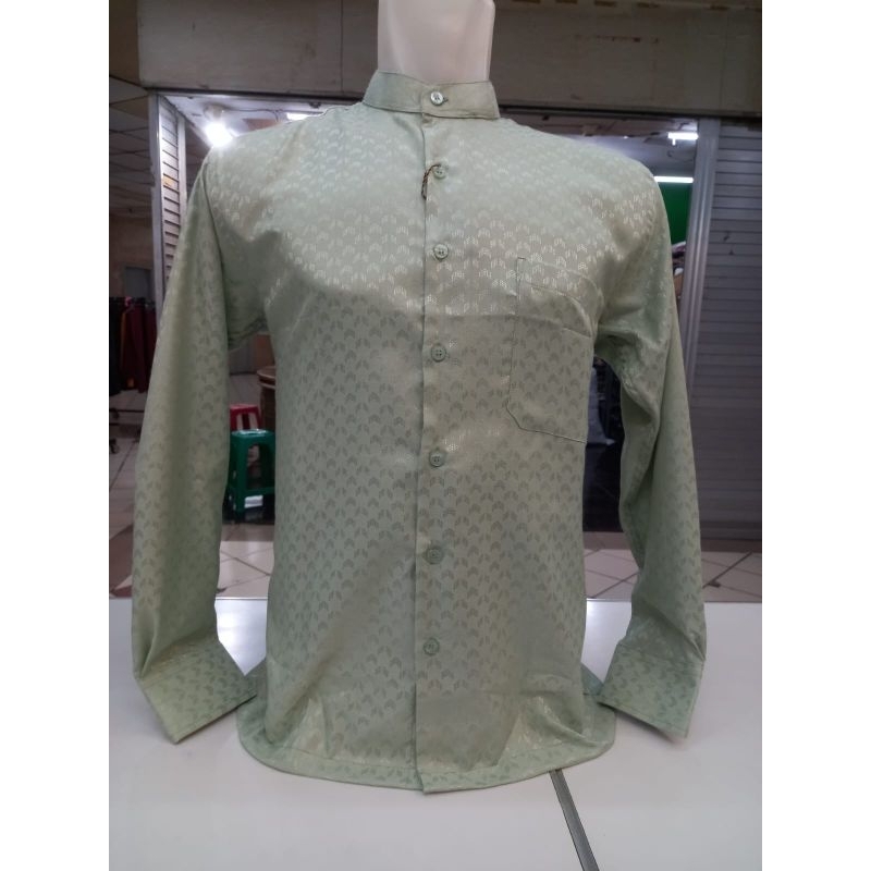 Kemeja Koko Pria Carparelli Warna Hijau SAGE Motif Songket