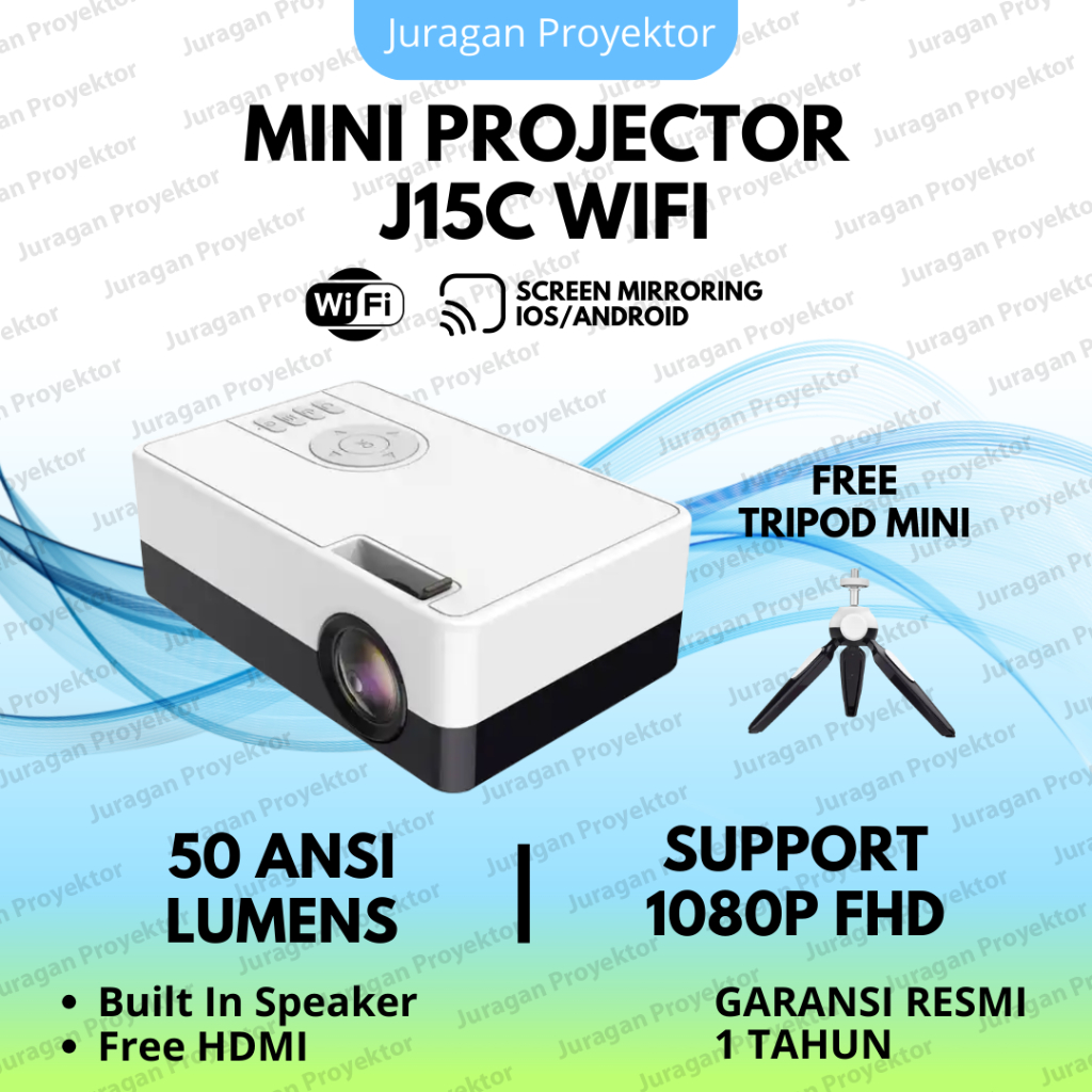 Proyektor Mini LED J15C Wifi 50 Ansi | Proyektor Mini Portable | Proyektor Portable Wifi | Proyektor