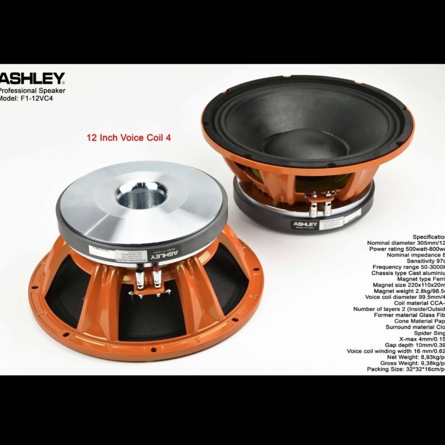 SPEAKER KOMPONEN ASHLEY 12INCH VC 4INCH F1 12VC4 F1 12 VC 4 ORIGINAL