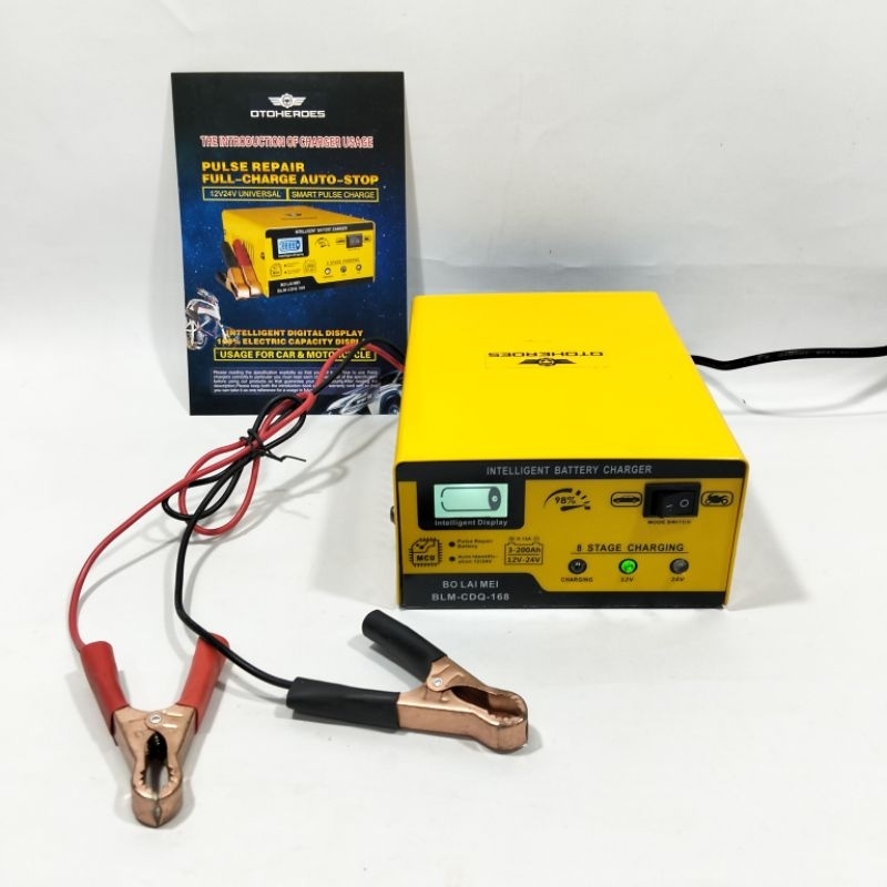 Charger fast repair aki mobil truk 200AH indikator casan accu 12 volt 24 volt