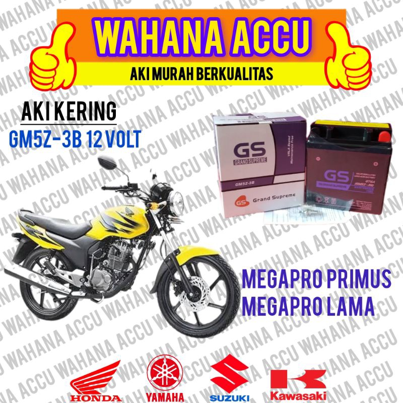 AKI MOTOR MEGAPRO LAMA, MEGAPRO PRIMUS, AKI KERING GS GM5Z-3B GRAND SUPREME 12V 5AH