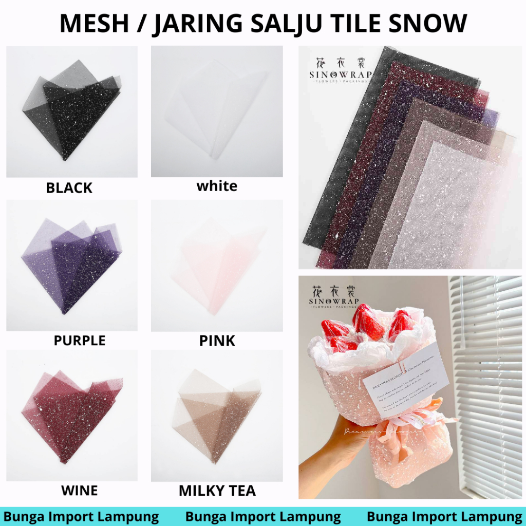 

(10 LEMBAR) Mesh/Jaring Salju Pembungkus Buket Flower Wrapping TILE SALJU PACK