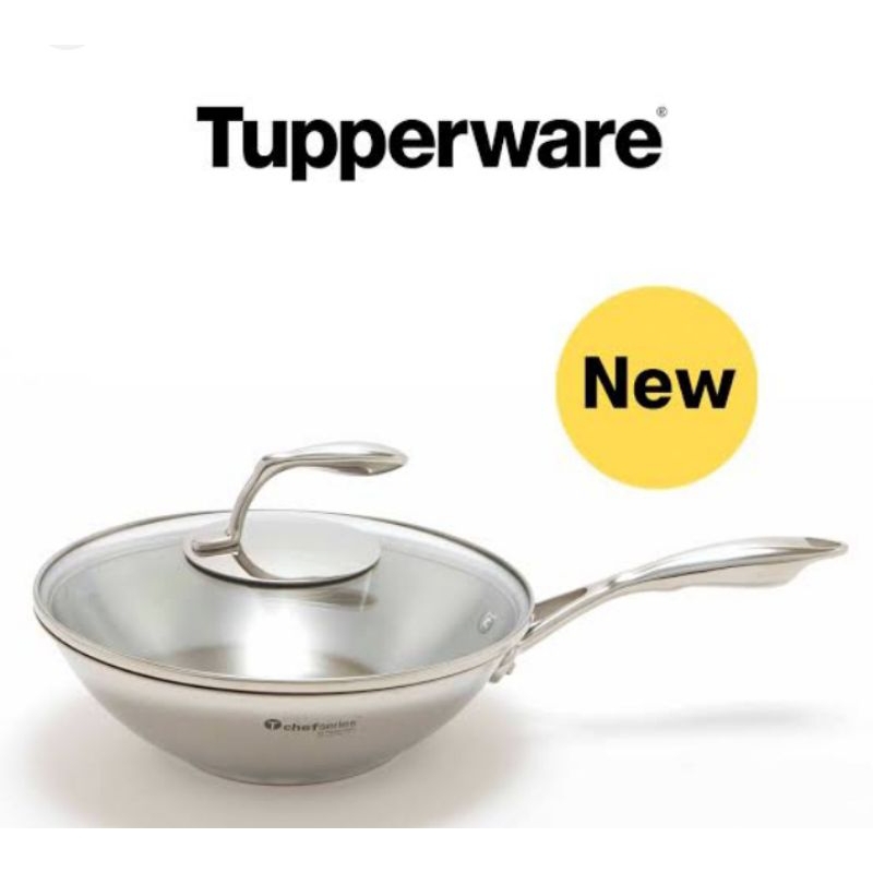 Tchef junior wok pan tupperware / teflon tupperware with cover