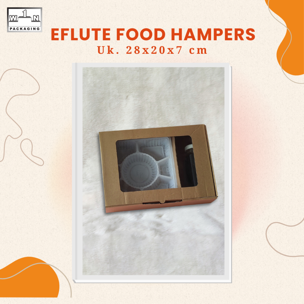 

Dus Hampers Box Sekat Nasi + Minuman Kardus Sekat Eflute Box Catering Window Uk.28x20x7 Hampers