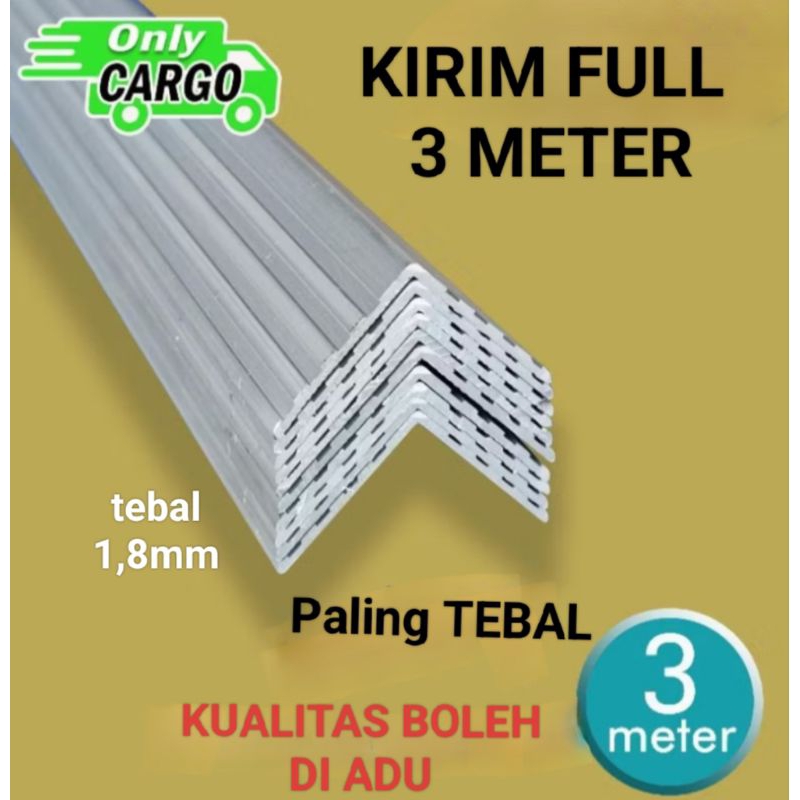 RB LIST ALUMUNIUM L 3 meter Lis alumunium L List L Lis L Alumunium siku