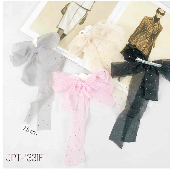 Jepit Rambut Pita Panjang Bahan Organza Besar Gelombang Gaya Fashion Korea Import