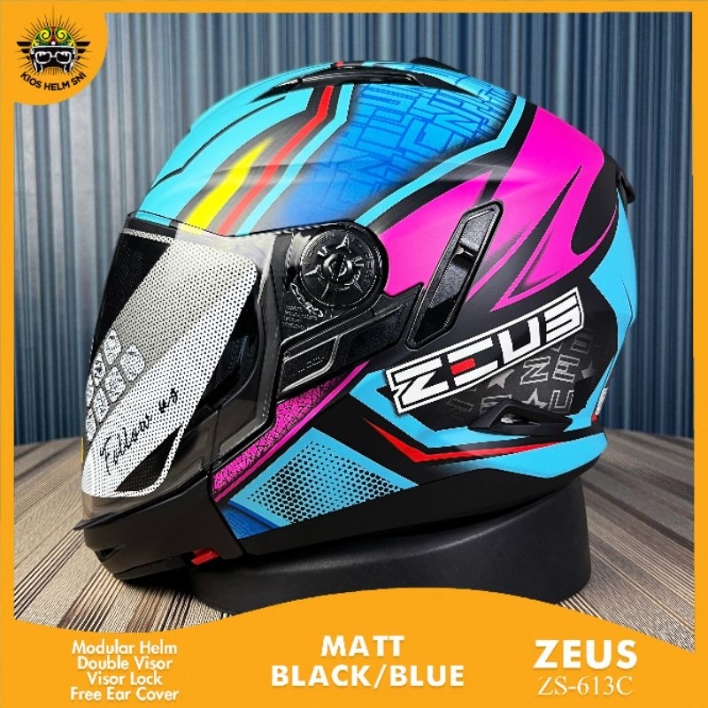 Helm modular Zeus ZS 613C MBLK AJ11 Blue