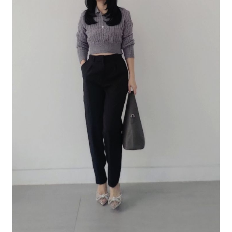 PRELOVED | elodie - Byo Regular Waist Skinny Pants / Celana Panjang Wanita (Belt Included) Pants | T