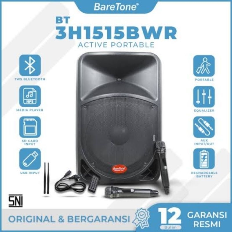 Speaker Portable Baretone BT3H1515BWR 15inch Baretone BT3H1515BWR ORIGINAL