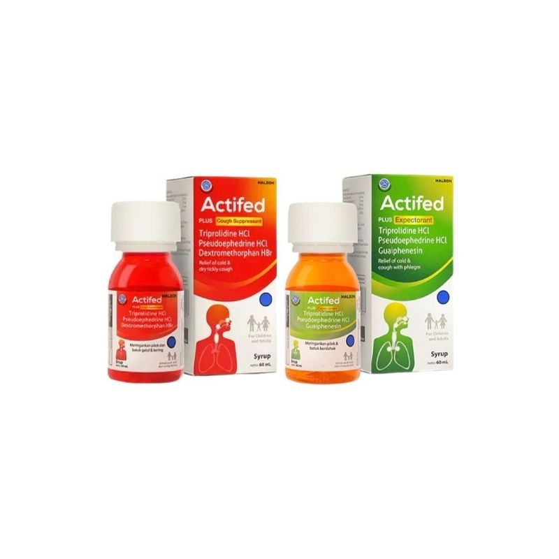 ACTIFED PLUS EXPECTORANT HIJAU/ACTIFED PLUS COUGH SUPRESSANT MERAH SIRUP 60ML