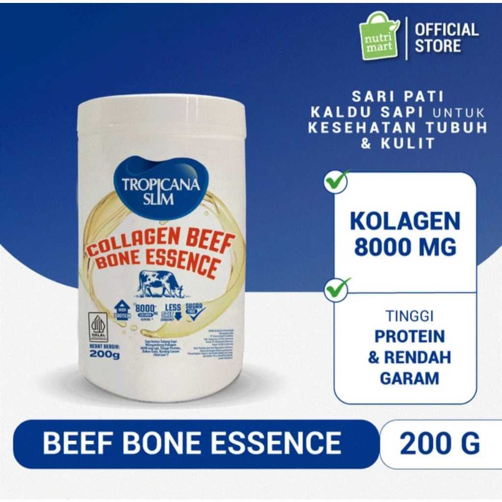 

Tropicana Slim Collagen Beef Bone Essence 200g sari pati sapi rendah garam tinggi protein dan kolagen 200 g