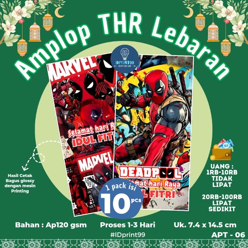 

[10 pc] AMPLOP THR LEBARAN DEADPOOL, BATMAN | AMPLOP EDISI KARAKTER MURAH
